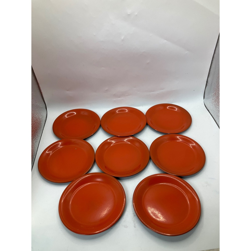 Vintage Coast Mfg.‎ Inc. Plates - Set of 7 - Retro Orange Color - Round Saucers
